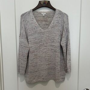 J. Jill V-Neck Sweater - Light Gray